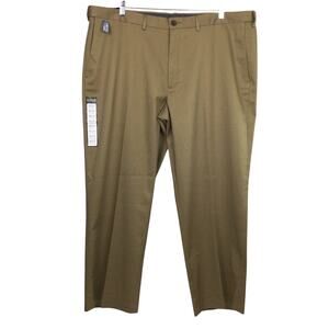 Haggar Classic Fit Premium No Iron Khaki Flat Front Straight Leg Dress Pant 44